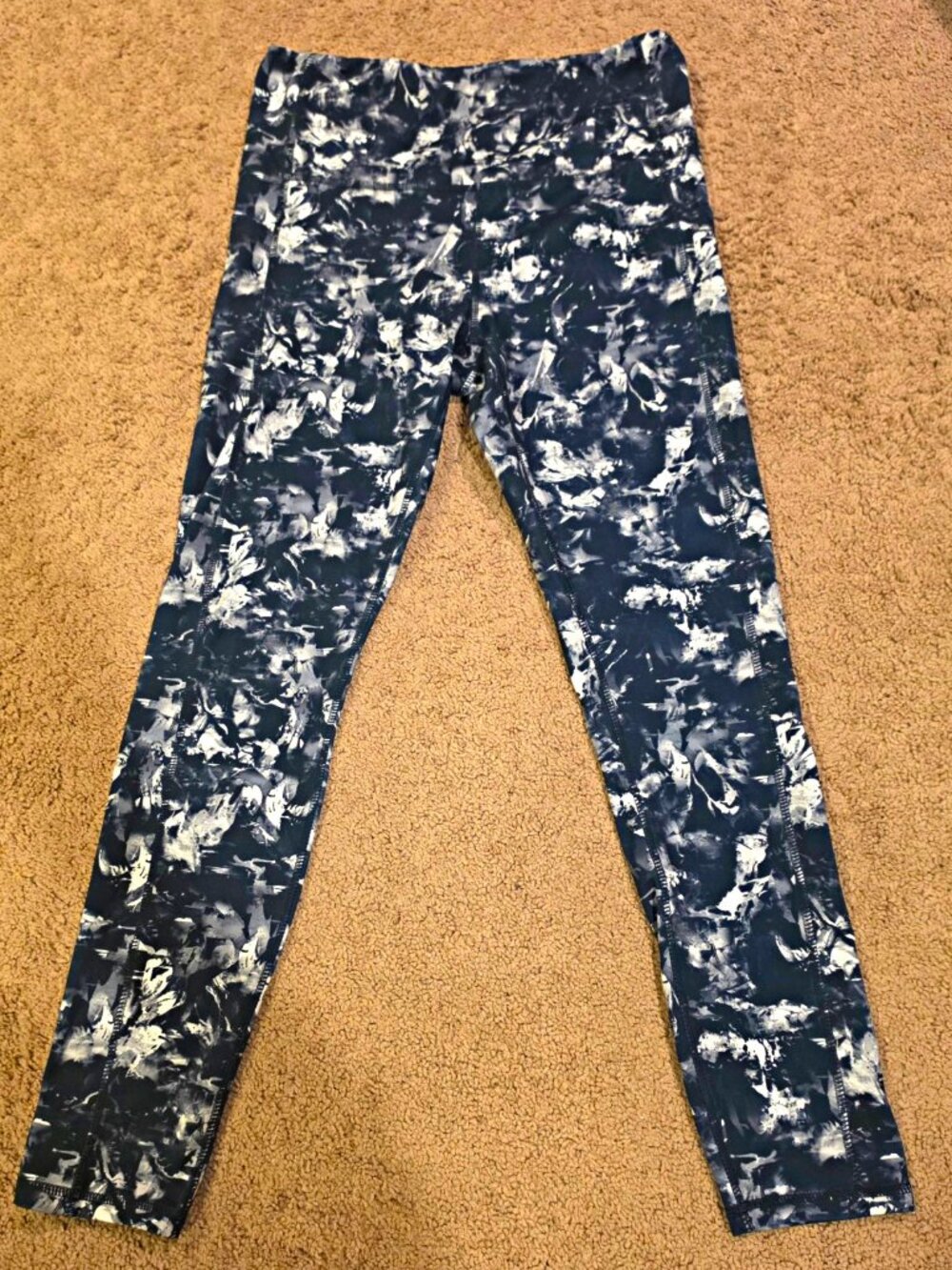 dip High Rise Abstract Print Ankle Yoga Leggings Black White L Regular